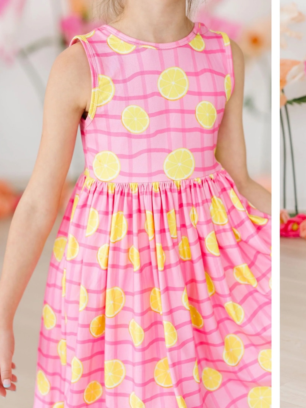 Mila & RoseGirls Pink Lemon Print Casual Dress